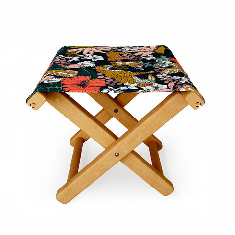 Marta Barragan Camarasa Animal print dark jungle Folding Stool