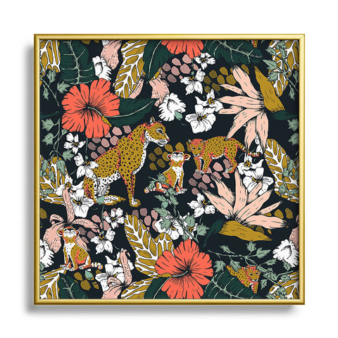 Marta Barragan Camarasa Animal print dark jungle Square Metal Framed Art Print