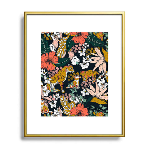 Marta Barragan Camarasa Animal print dark jungle Metal Framed Art Print