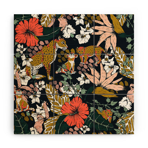 Marta Barragan Camarasa Animal print dark jungle Wood Wall Mural