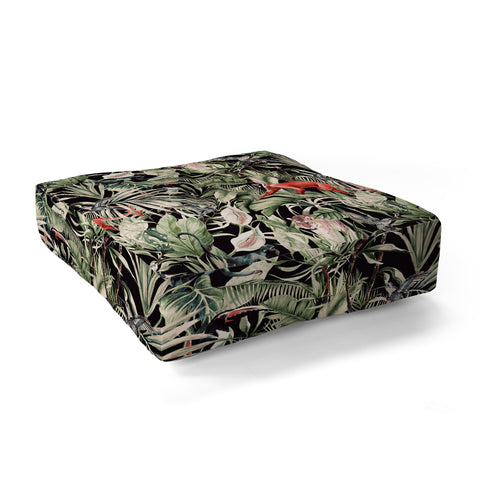 Marta Barragan Camarasa Animals in the dark of the jungle Floor Pillow Square