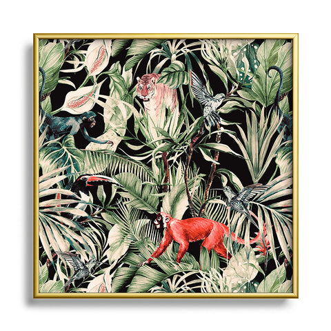 Marta Barragan Camarasa Animals in the dark of the jungle Square Metal Framed Art Print