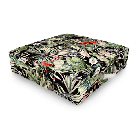 Marta Barragan Camarasa Animals in the dark of the jungle Outdoor Floor Cushion
