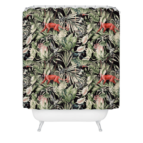 Marta Barragan Camarasa Animals in the dark of the jungle Shower Curtain