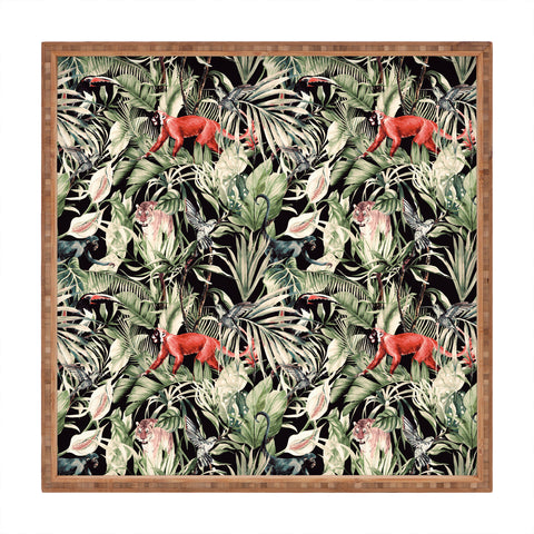 Marta Barragan Camarasa Animals in the dark of the jungle Square Tray