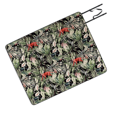 Marta Barragan Camarasa Animals in the dark of the jungle Picnic Blanket