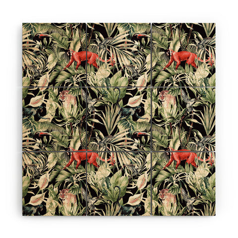 Marta Barragan Camarasa Animals in the dark of the jungle Wood Wall Mural