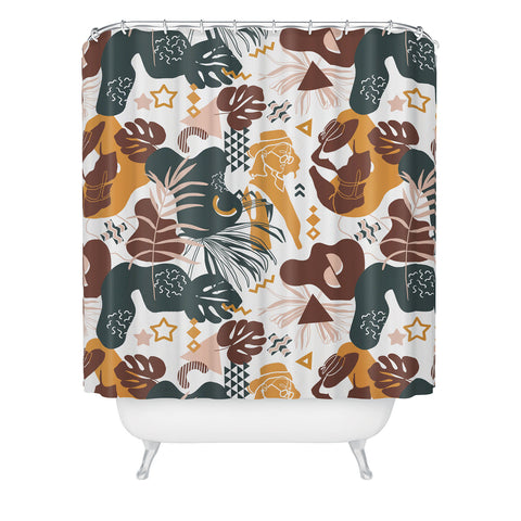 Marta Barragan Camarasa Art line Memphis mood Shower Curtain