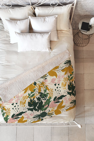 Marta Barragan Camarasa Art nature brushstrokes I Fleece Throw Blanket