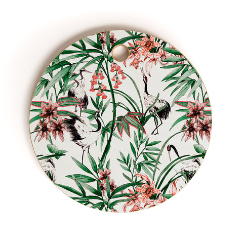 Marta Barragan Camarasa Asian birds in nature Cutting Board Round