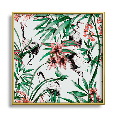 Marta Barragan Camarasa Asian birds in nature Square Metal Framed Art Print