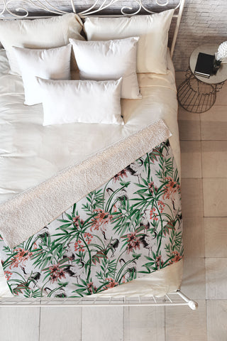 Marta Barragan Camarasa Asian birds in nature Fleece Throw Blanket