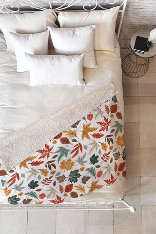 Marta Barragan Camarasa Autumn leaves fall II Fleece Throw Blanket