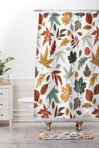 Marta Barragan Camarasa Autumn leaves fall II Shower Curtain And Mat