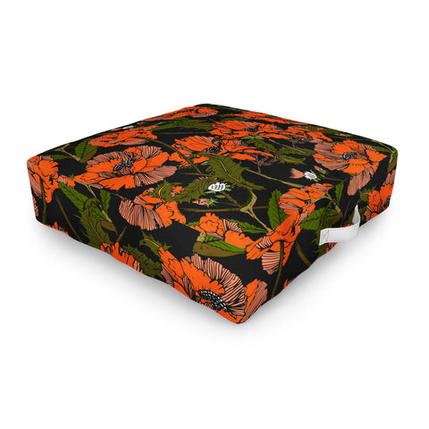 Marta Barragan Camarasa Autumnal flowering of poppies I Outdoor Floor Cushion