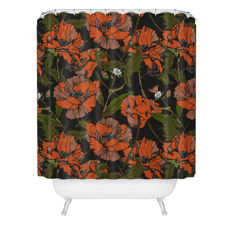Marta Barragan Camarasa Autumnal flowering of poppies I Shower Curtain