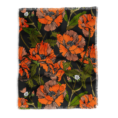 Marta Barragan Camarasa Autumnal flowering of poppies I Throw Blanket