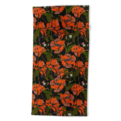 Marta Barragan Camarasa Autumnal flowering of poppies I Beach Towel