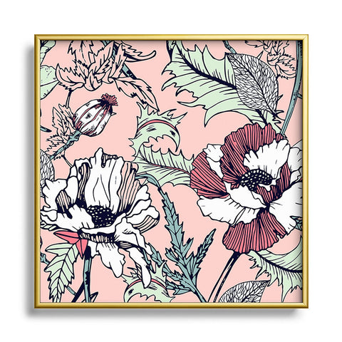 Marta Barragan Camarasa Autumnal flowering of poppies Square Metal Framed Art Print