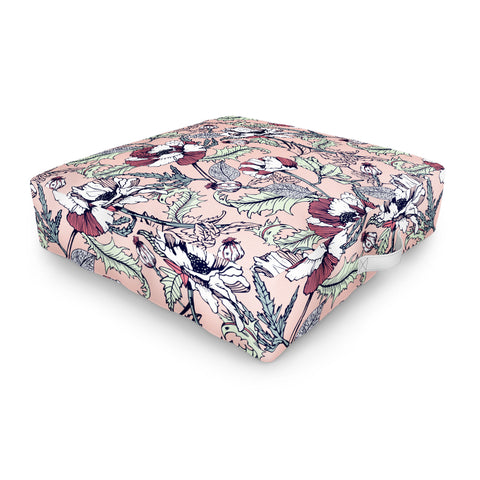 Marta Barragan Camarasa Autumnal flowering of poppies Outdoor Floor Cushion
