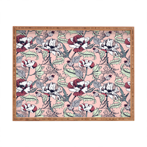 Marta Barragan Camarasa Autumnal flowering of poppies Rectangular Tray