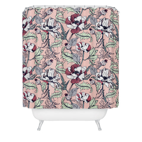 Marta Barragan Camarasa Autumnal flowering of poppies Shower Curtain