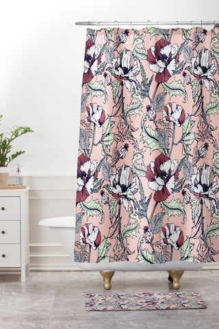 Marta Barragan Camarasa Autumnal flowering of poppies Shower Curtain And Mat