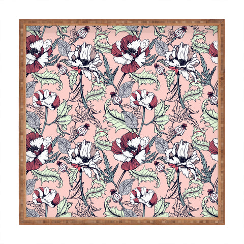 Marta Barragan Camarasa Autumnal flowering of poppies Square Tray