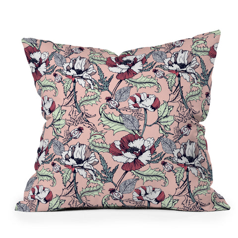 Marta Barragan Camarasa Autumnal flowering of poppies Throw Pillow