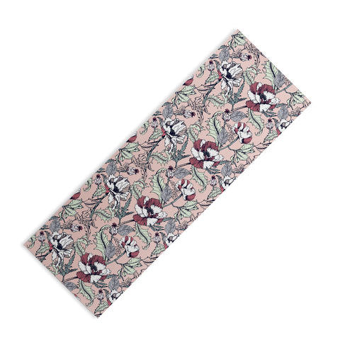 Marta Barragan Camarasa Autumnal flowering of poppies Yoga Mat