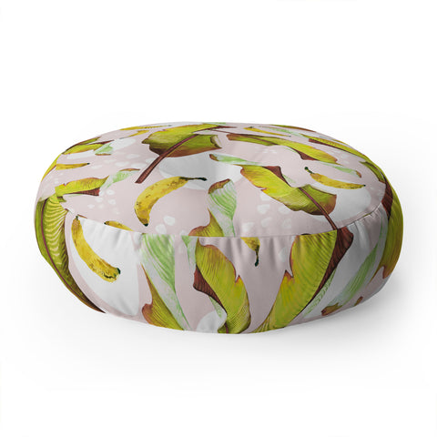 Marta Barragan Camarasa Banana leaf and bananas Floor Pillow Round