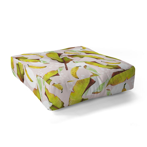 Marta Barragan Camarasa Banana leaf and bananas Floor Pillow Square