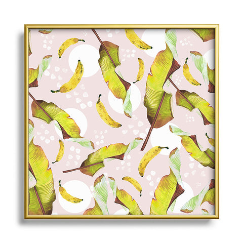 Marta Barragan Camarasa Banana leaf and bananas Square Metal Framed Art Print