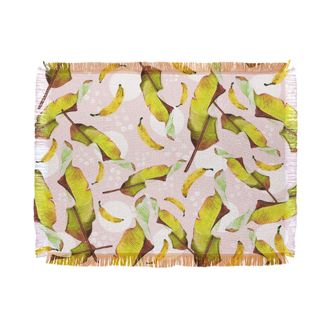 Marta Barragan Camarasa Banana leaf and bananas Throw Blanket