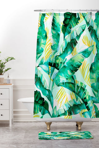 Marta Barragan Camarasa Banana leaf II Shower Curtain And Mat