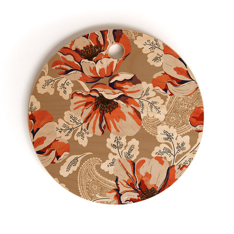 Marta Barragan Camarasa Big flowers in the paisleys 22 Cutting Board Round