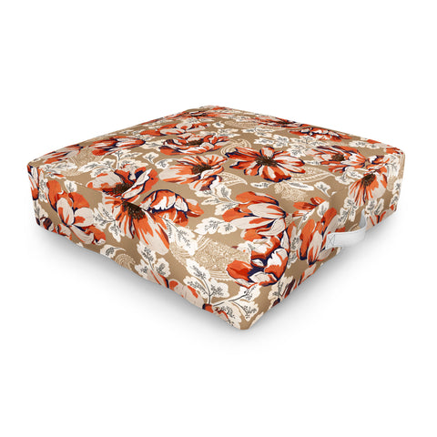 Marta Barragan Camarasa Big flowers in the paisleys 22 Outdoor Floor Cushion