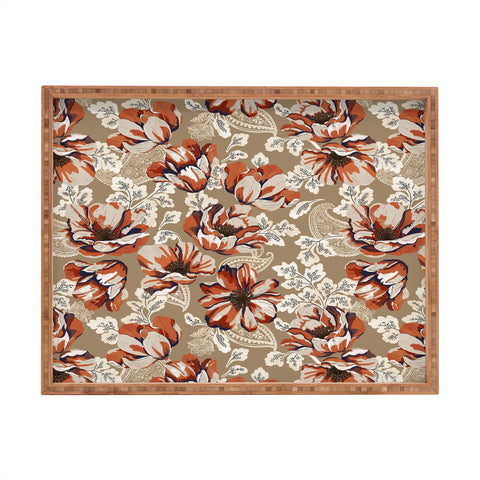 Marta Barragan Camarasa Big flowers in the paisleys 22 Rectangular Tray