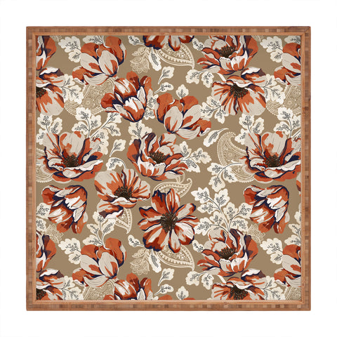 Marta Barragan Camarasa Big flowers in the paisleys 22 Square Tray