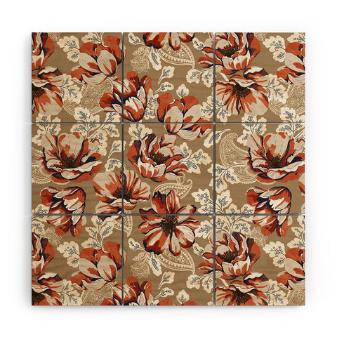 Marta Barragan Camarasa Big flowers in the paisleys 22 Wood Wall Mural