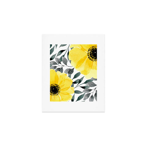 Marta Barragan Camarasa Big yellow watercolor flowers Art Print