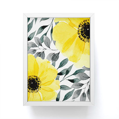 Marta Barragan Camarasa Big yellow watercolor flowers Framed Mini Art Print