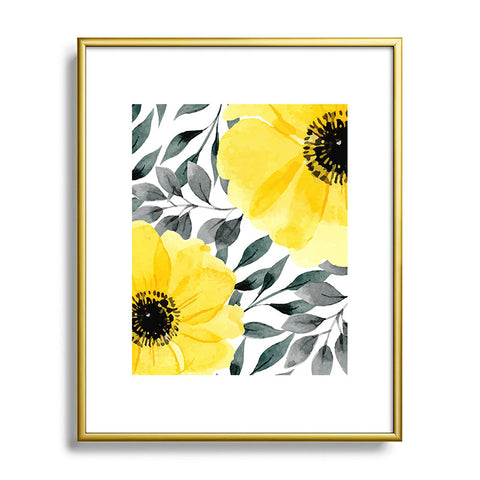 Marta Barragan Camarasa Big yellow watercolor flowers Metal Framed Art Print