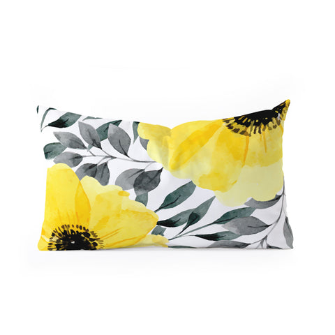 Marta Barragan Camarasa Big yellow watercolor flowers Oblong Throw Pillow