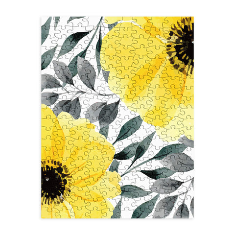 Marta Barragan Camarasa Big yellow watercolor flowers Puzzle