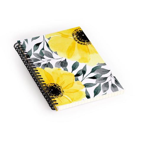 Marta Barragan Camarasa Big yellow watercolor flowers Spiral Notebook