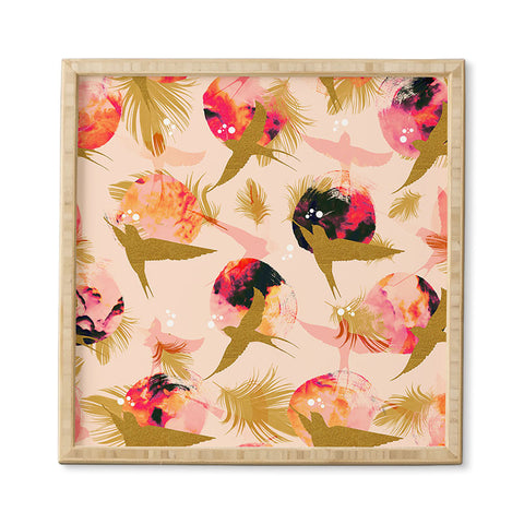 Marta Barragan Camarasa Bird flying with sunset and feathers Framed Wall Art