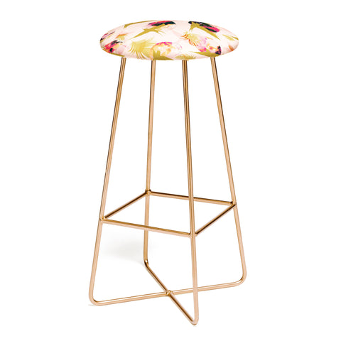 Marta Barragan Camarasa Bird flying with sunset and feathers Bar Stool