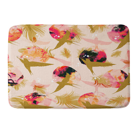 Marta Barragan Camarasa Bird flying with sunset and feathers Memory Foam Bath Mat