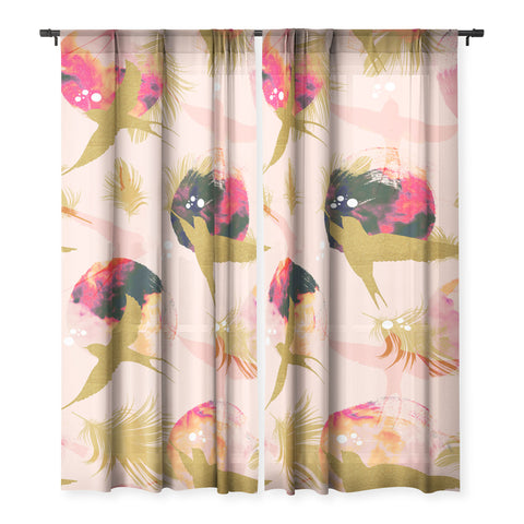 Marta Barragan Camarasa Bird flying with sunset and feathers Sheer Non Repeat